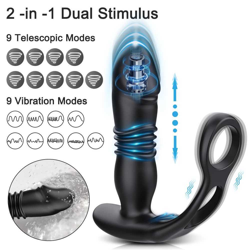 Male Thrusting Prostate Massager Bluetooth APP Vibrator for Men Gay Anal Plug Wireless Remote Butt Plug Sex Toy for CouplesW250228