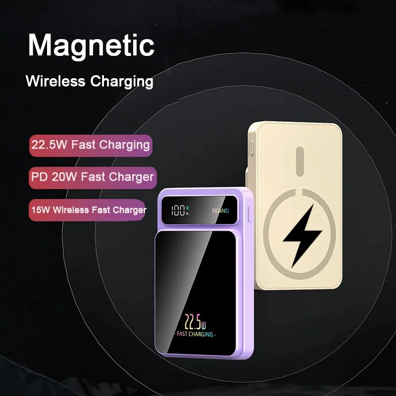 20000mAh Magnetic Wireless Power Bank Portable External Battery Fast Charging PowerBank For iPhone Samsung Huawei