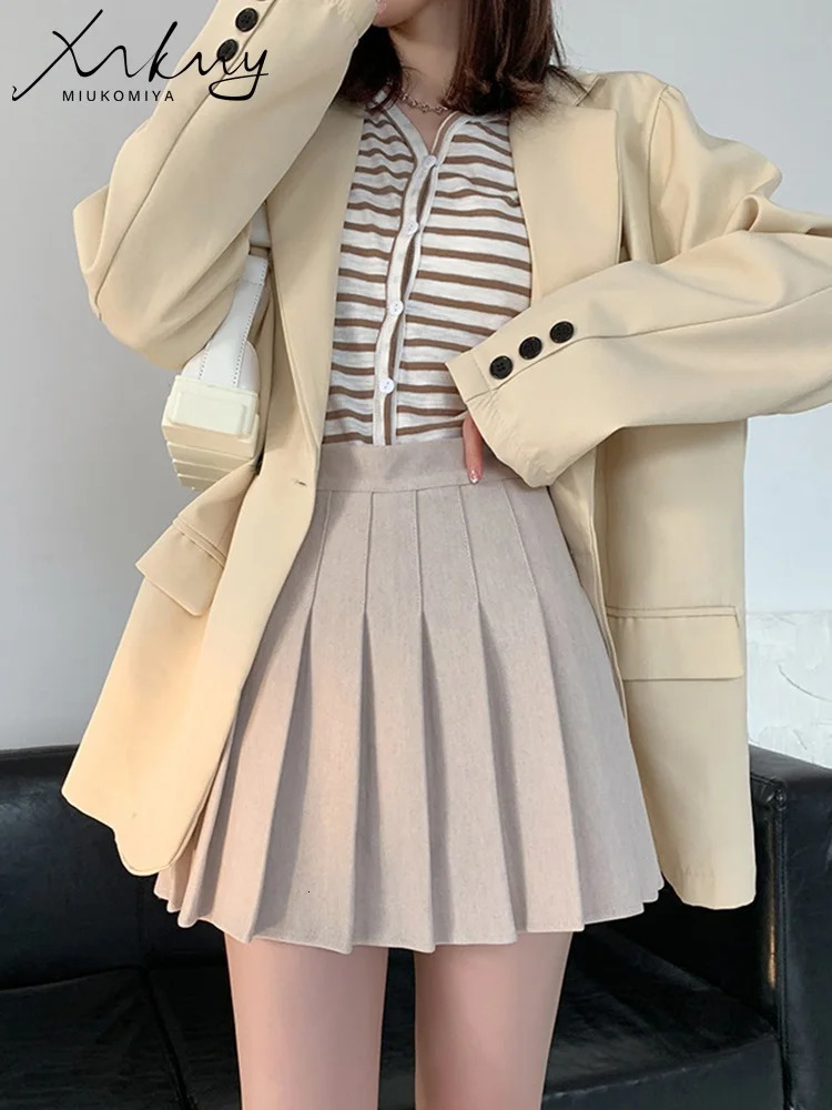 Wool Autumn Winter Skirt For Women High Waist Mini Woolen Skirts Winter School Short Tennis Pleated Skirts With Shorts Women 250227