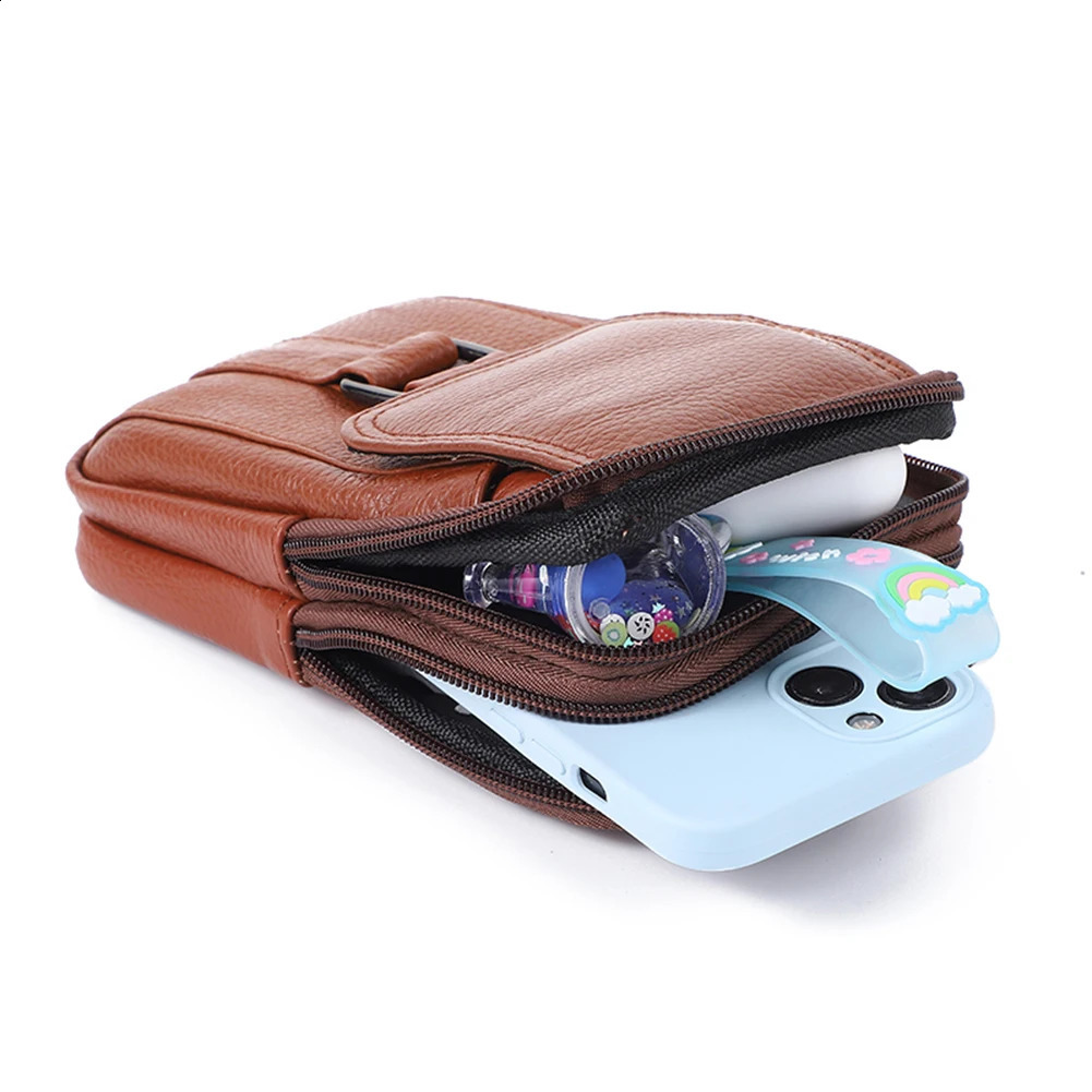 Mens messenger bag denim leather mens phone mini wallet travel waist multiple pockets pocket 250326