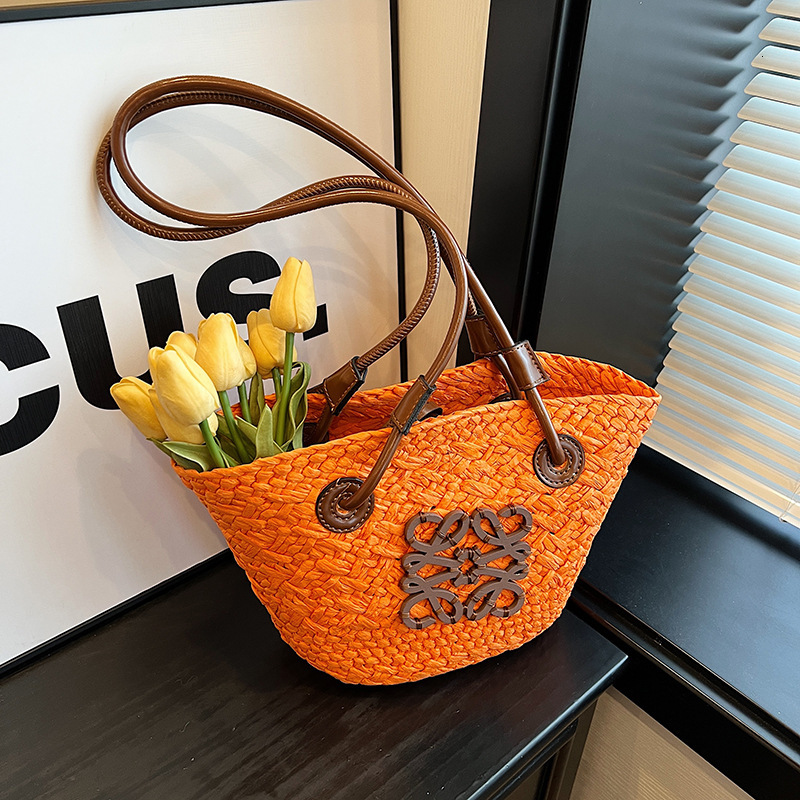 New 2025 vacation woven for women's spring and summer simple leisure beach bag, high-end fashion shoulder bag #swissmilitary