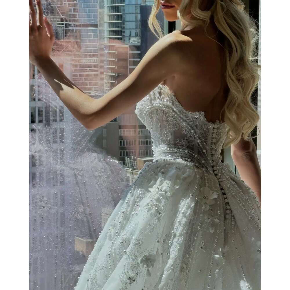 Pearl Lace Custom Made Dresses 2024 High Quality Wedding Weddings Bridal Dress trouwjurk