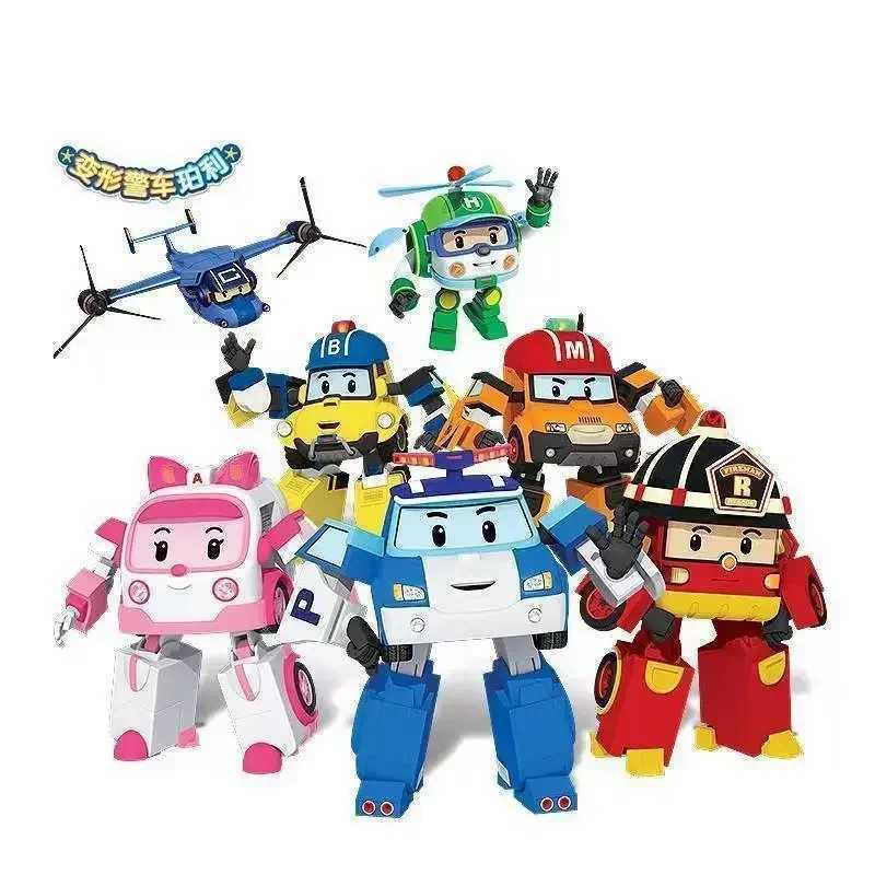 New Cartoon Robocar Poli Action Figures Transformation Anime Hand Deformation Car Model Airplane Gift Toys Robots For Children W250228