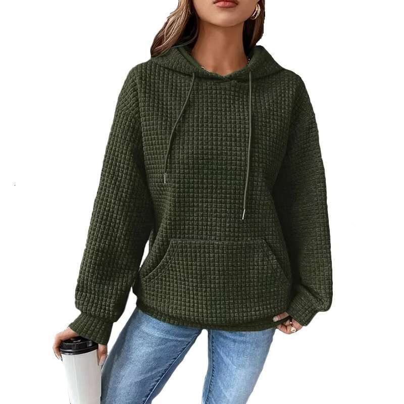 New Style Women High Quality Walf Checks Sport Sweatshirt Autumn Winter Long Sleeve Sold Color Hoodie Support Custom