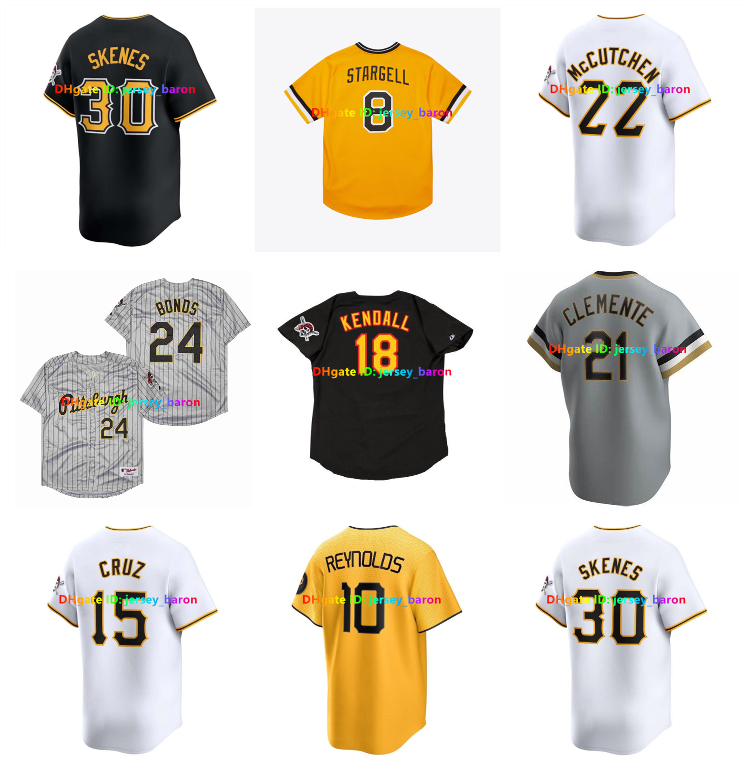 Paul Skenes Pittsburgh Barry Bonds Pirate Baseball Jerseys Nick Gonzales Dock Ellis McCutchen Willie Stargell Bryan Reynolds Ke'Bryan Hay Size S-4XL