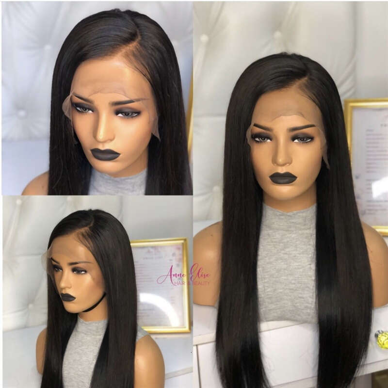 HD Front Lace Wig Female Forehead Wig Lace Hand Hook Wigs Black Mid Split Long Straight Synthetic Headset
