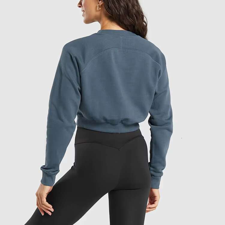 Customized US Size Fleece Crew Neck Hoodie Women Cotton Polyester Blend Raglan Sleeve Ing Gym Fiess Yoga Running Crop Top