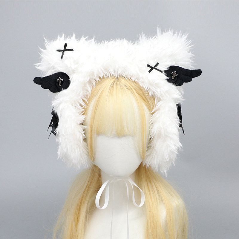 Headbands Faux leather headband Headband white subculture rock dark cute dog
