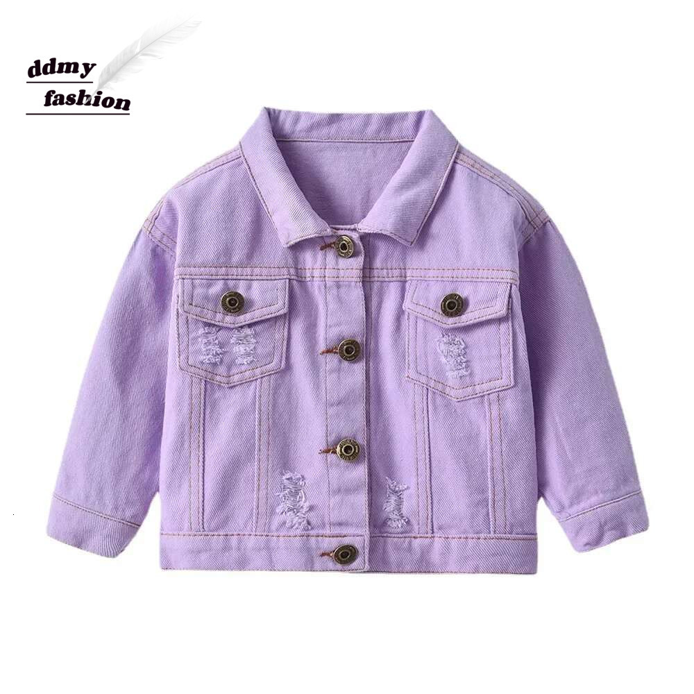 Ddmyshoesvip 70-140Cm Children S Denim Coat Spring Autumn Candy Color Unhooded Jeans Boys Girls Cool Jacket Cow Girl Outfit