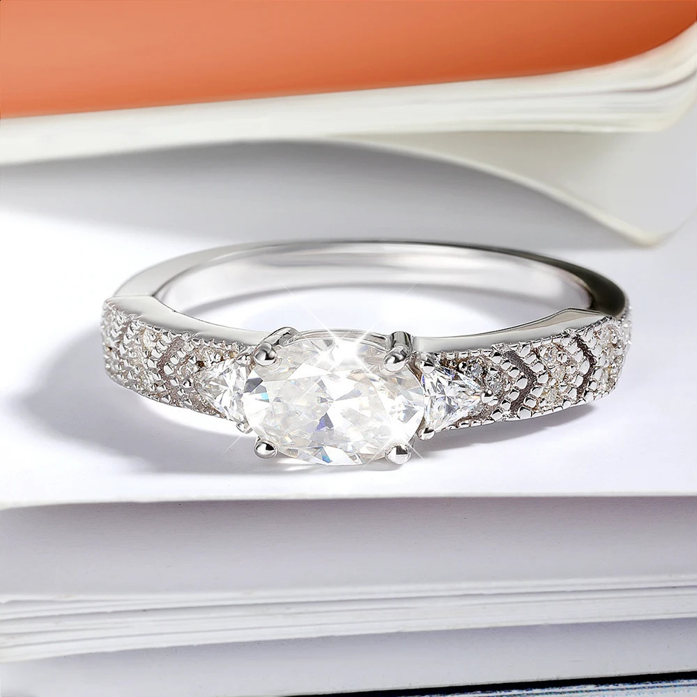 Serenity 1ct oval cut ring for womens wedding bride 100% S925 sterling silver ring plated with 18K band anniversary gift 250219