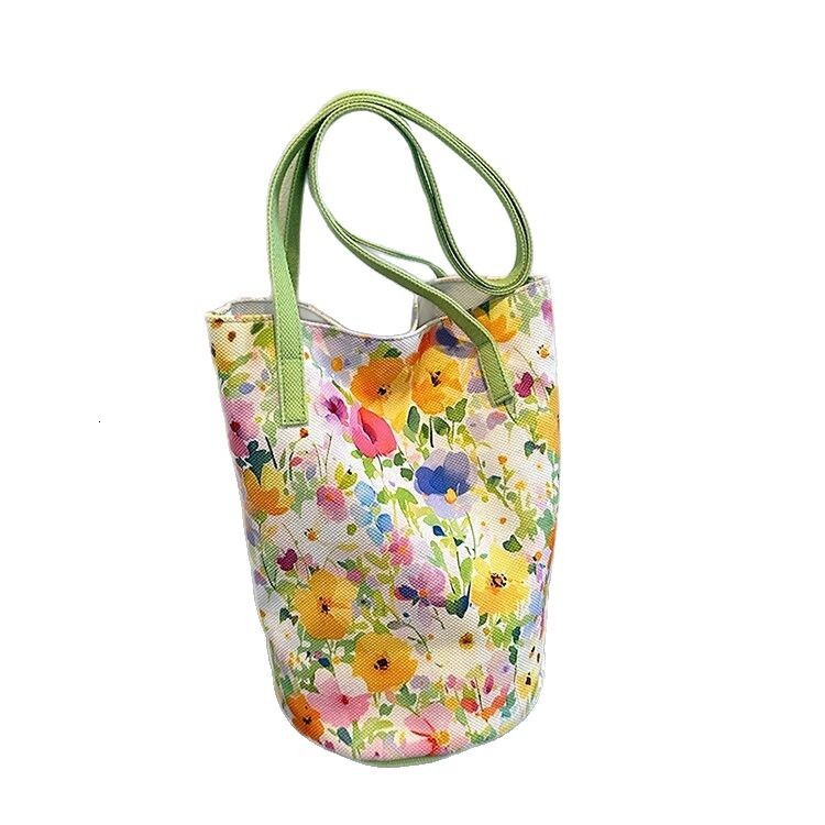 Oil painting flower versatile large capacity high-end shoulder women's three-dimensional bucket bag, summer travel handbag #swissmilitary