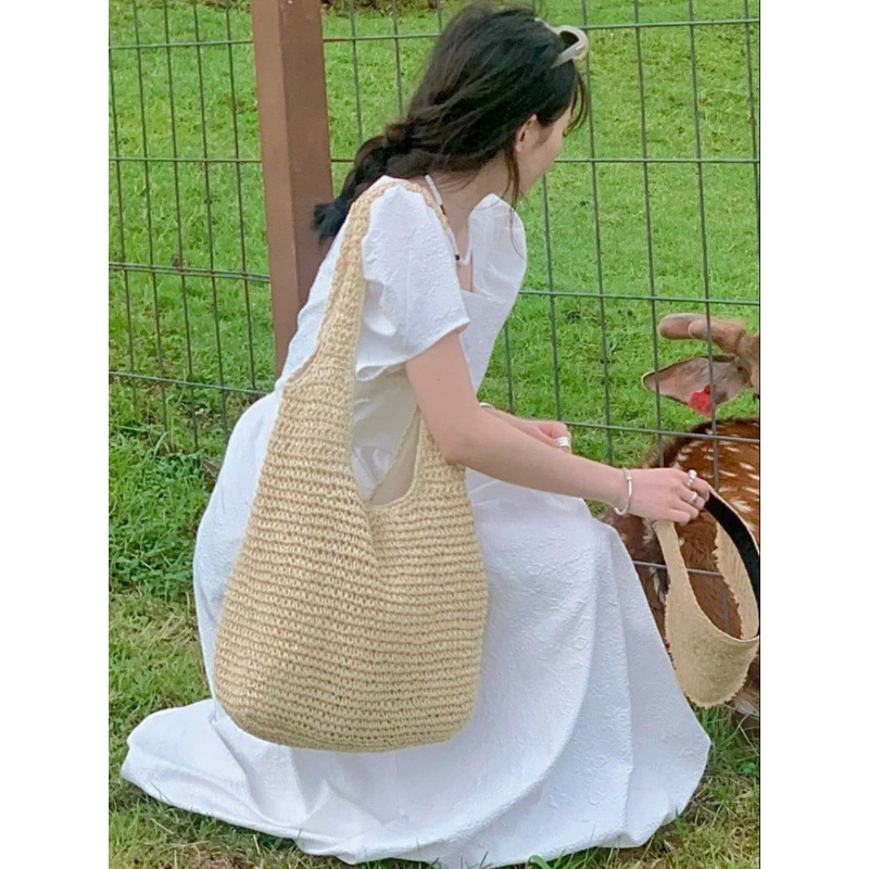 Summer seaside vacation hollow grass ins large capacity handbag beach rattan woven bag for women #swissmilitary