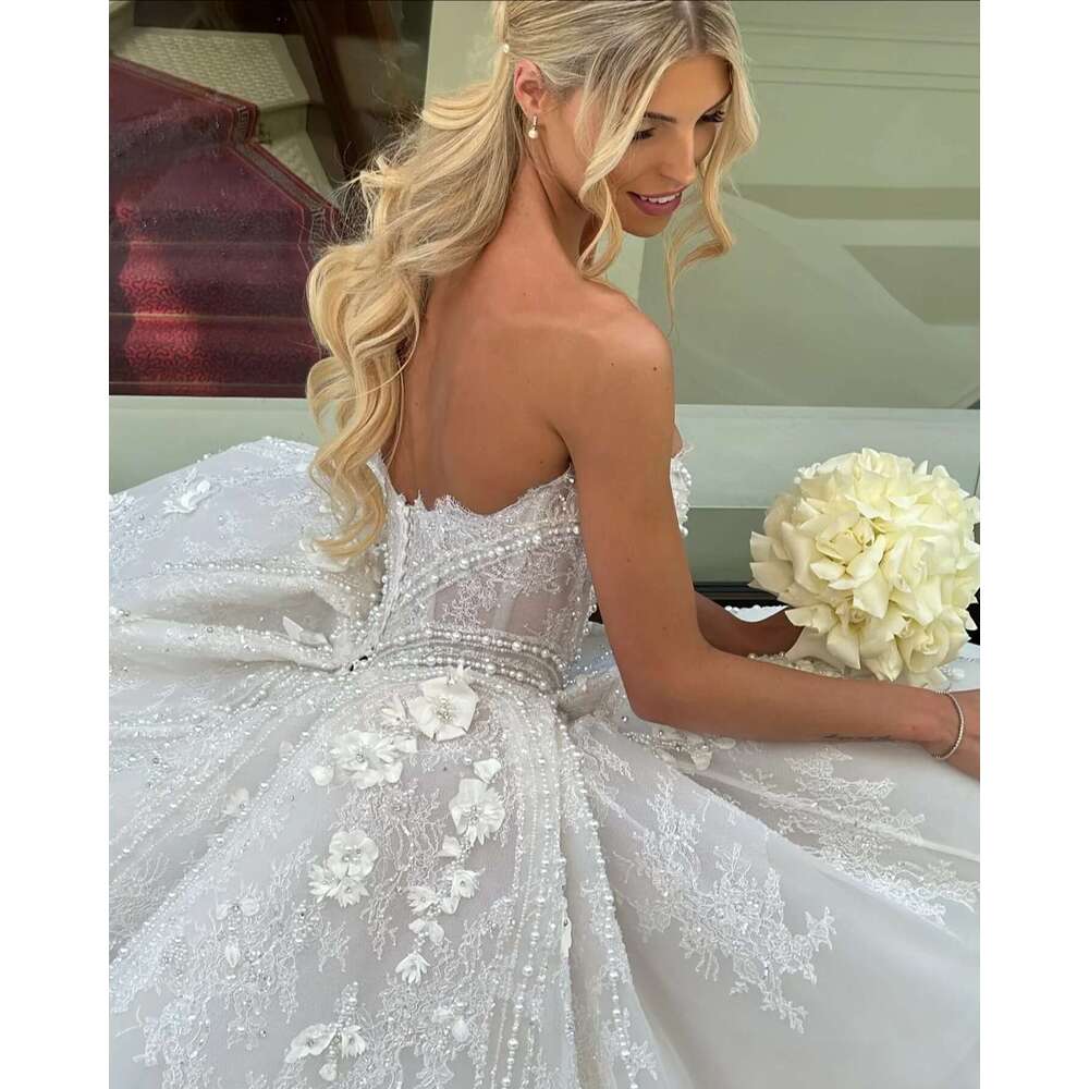 Pearl Lace Custom Made Dresses 2024 High Quality Wedding Weddings Bridal Dress trouwjurk