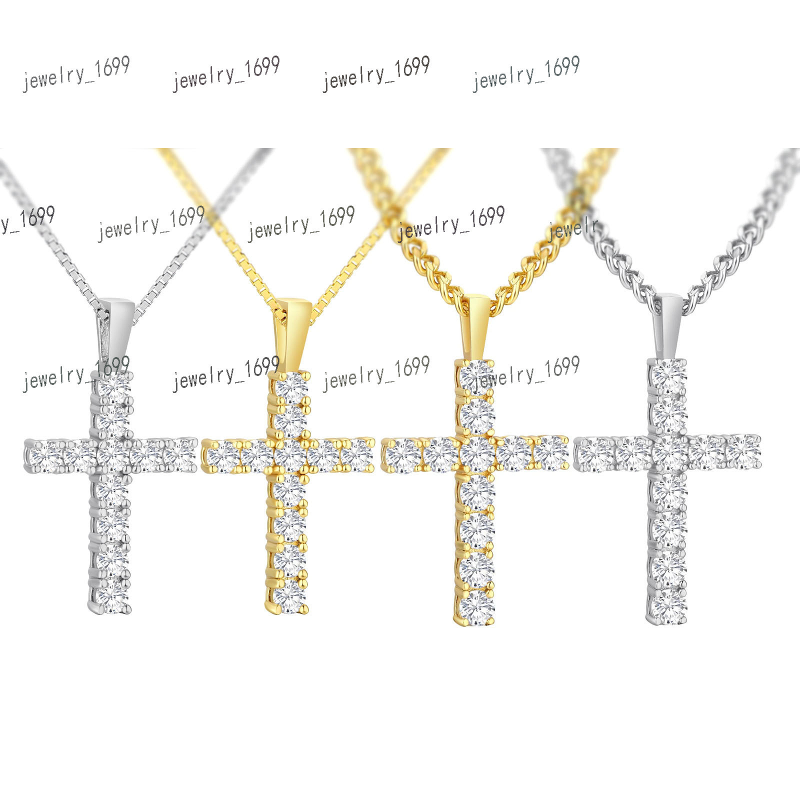 Mossanite Charm Catholicism Jewelry Gifts Women Men Gold Plated 925 Sterling Silver Chain VVS Moissanite Cross Pendant Necklace