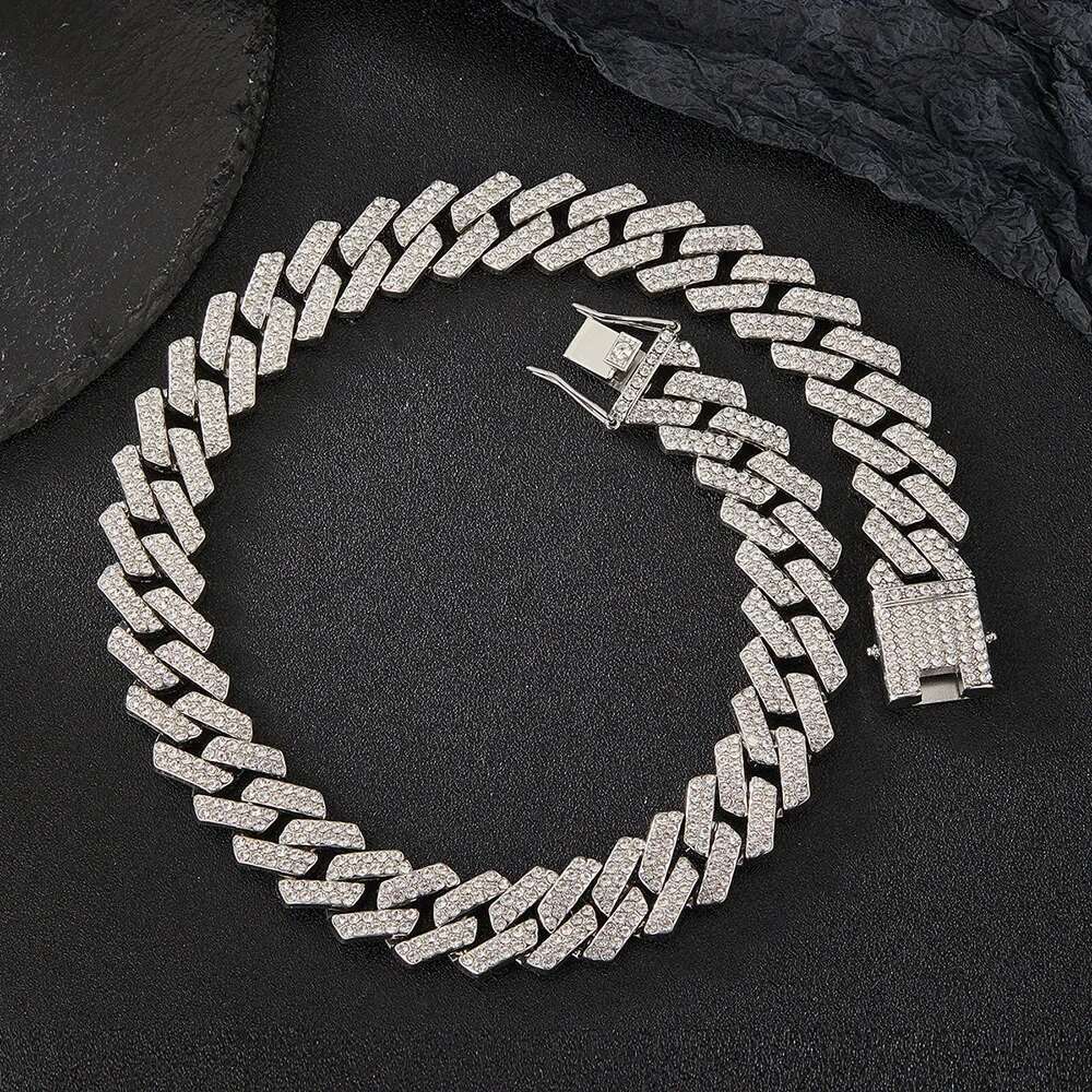 20mm Punk Hip Iced Out Miami Cuban k Chain Choker Necklace Bicolor Rhies Paved Heavy Chunky Neck Jewelry Accessory
