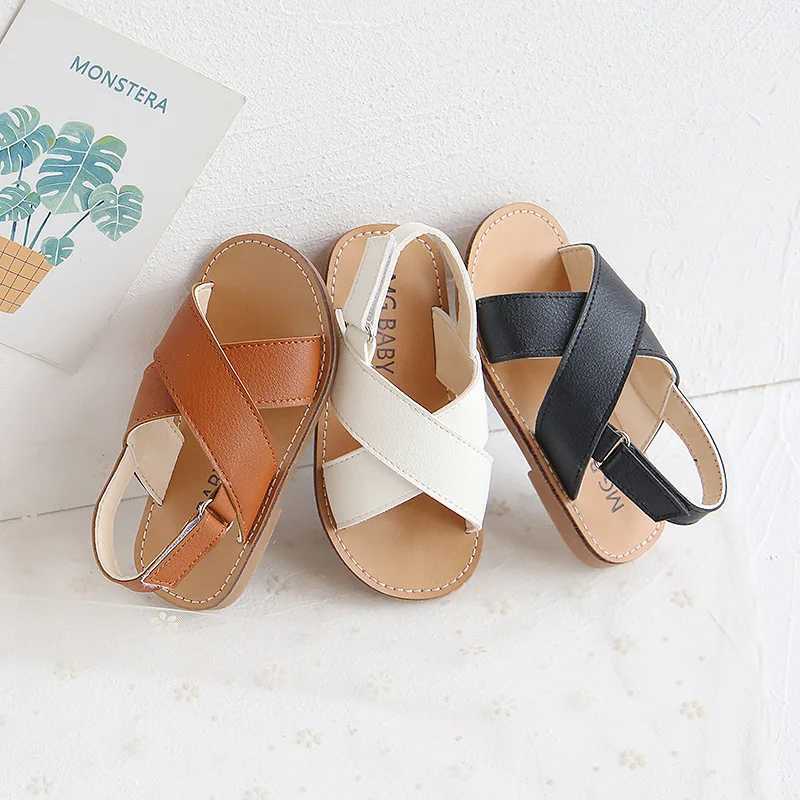 Toddlers Boys Girls Sandals 2023 Summer Children Beach Shoes Kids Fashion Sandals Cross-tied Anti-sliperry Soft Simple New Hot W250228 z250513
