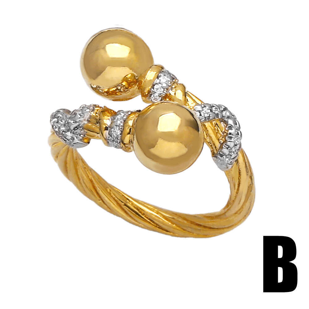 designer ring New Jewelry Set with Zircon Ring, Female Small and Luxury, High Grade Gold Plated Round Open designer Ring riq17