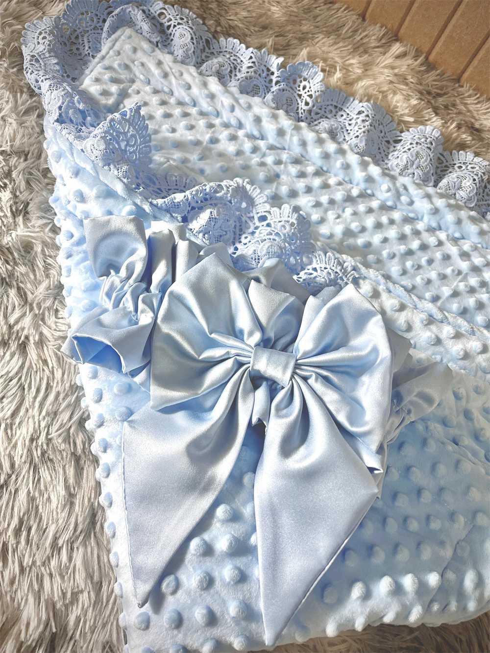 Baby Winter Swadle Blanket Boys and Girls French Lace Basic Reception Blanket Super Soft Newborn Registration Form Sleep Packaging Z250228