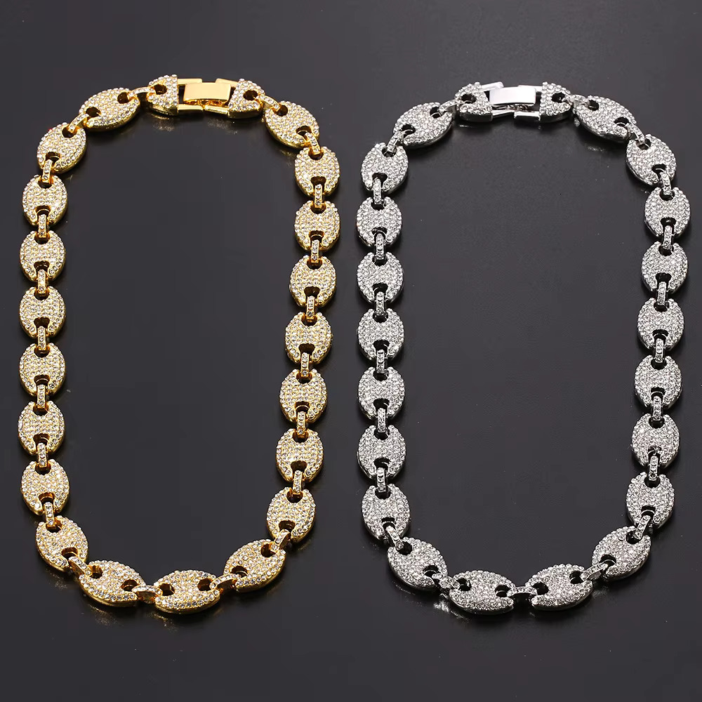 Wholesale Iced Out Moissanite Pig Nose Cuban k Chain Hip Hop Necklace Jewelry for Men