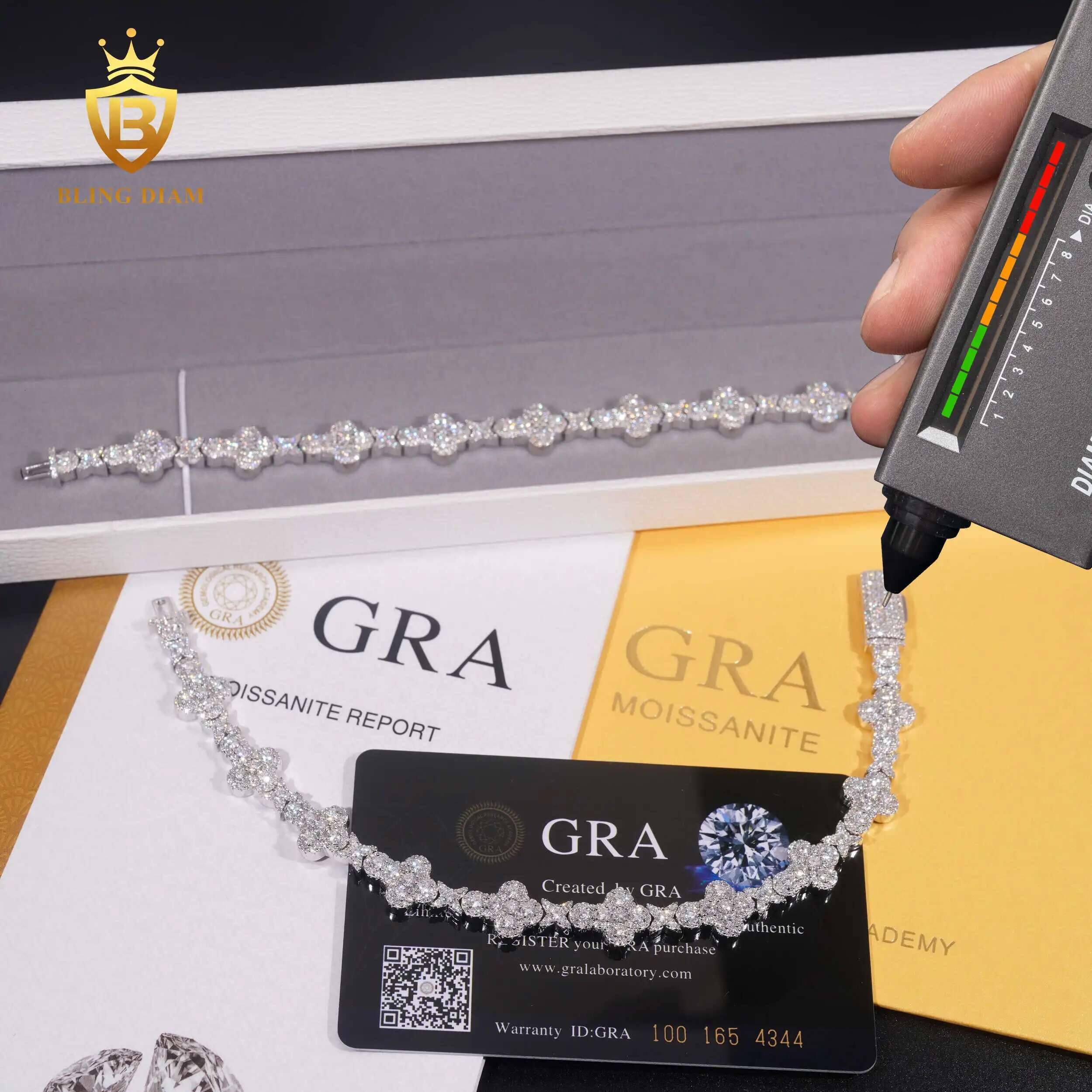 New 10mm sier moissanite cross with GRA Certificate Hip Hop Cuban Chain Bracelet Accessories Jewelry