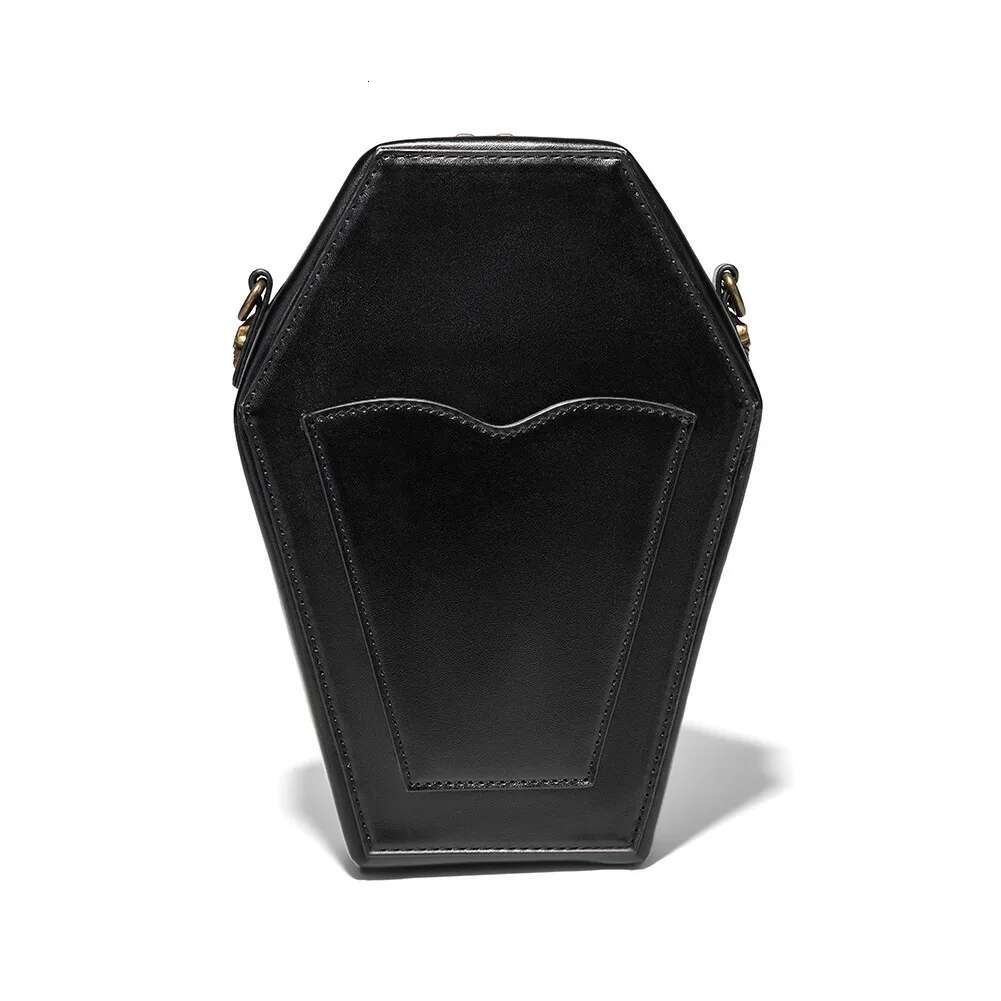 Trendy Black Girl Crossbody Coffin Europunk Unisex Biker Fashion Skull Head Ladies Shoulder Bag Rivet Decoration Sewing