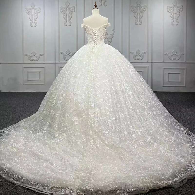 Simple dresses organza custom dear wedding suits for women beads sequins dy9417 novia dress