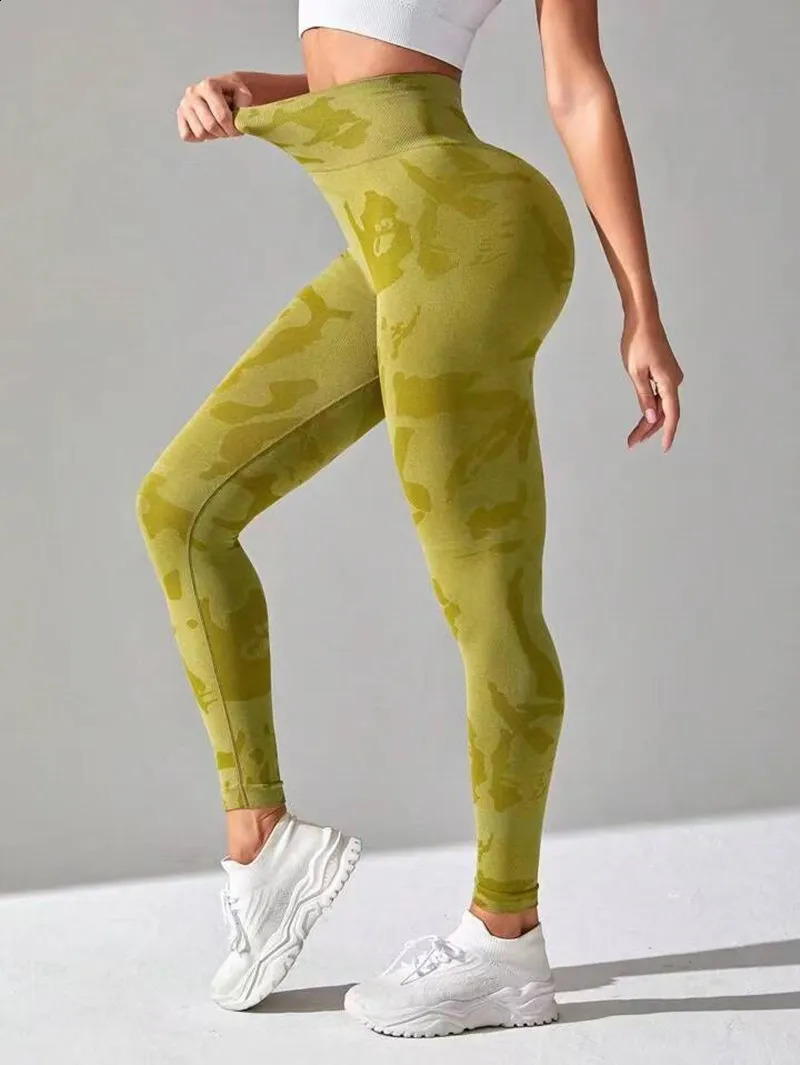 Camo Leopard Seamless Leggings Women Sport Yoga Pants Knitted Workout Fitness Gym Scrunch Leggings Active Running Wear 250226