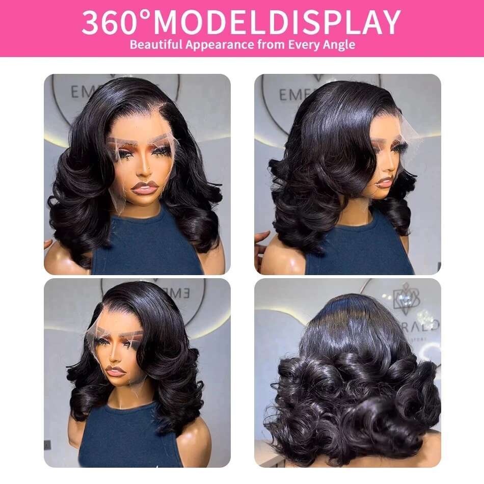 Brazilian Body Short Bob 13x6 HD Frontal 13x4 Transparent Front Human Hair Wigs Water Wave 5x5 Lace Closure Wig