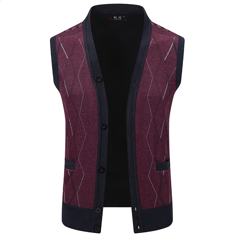 Mens Cardigan Sweater Vest with Autumn and Winter Warm Slim Knit Waistcoat For Men 250228Z