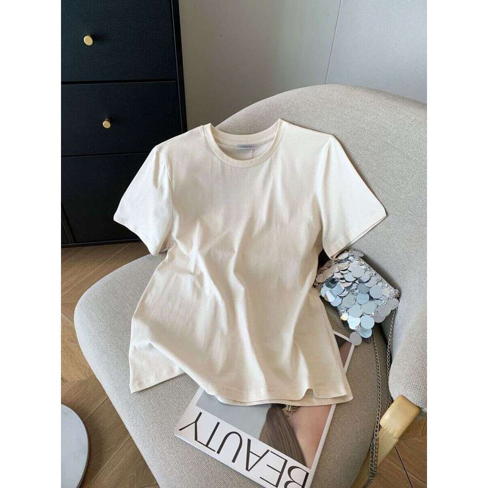 New Handmade Nail Bead Pink Dia Short Sleeved Shoulder T-Shirt Women In Summer, Pure Cotton Loose Top For Girls
