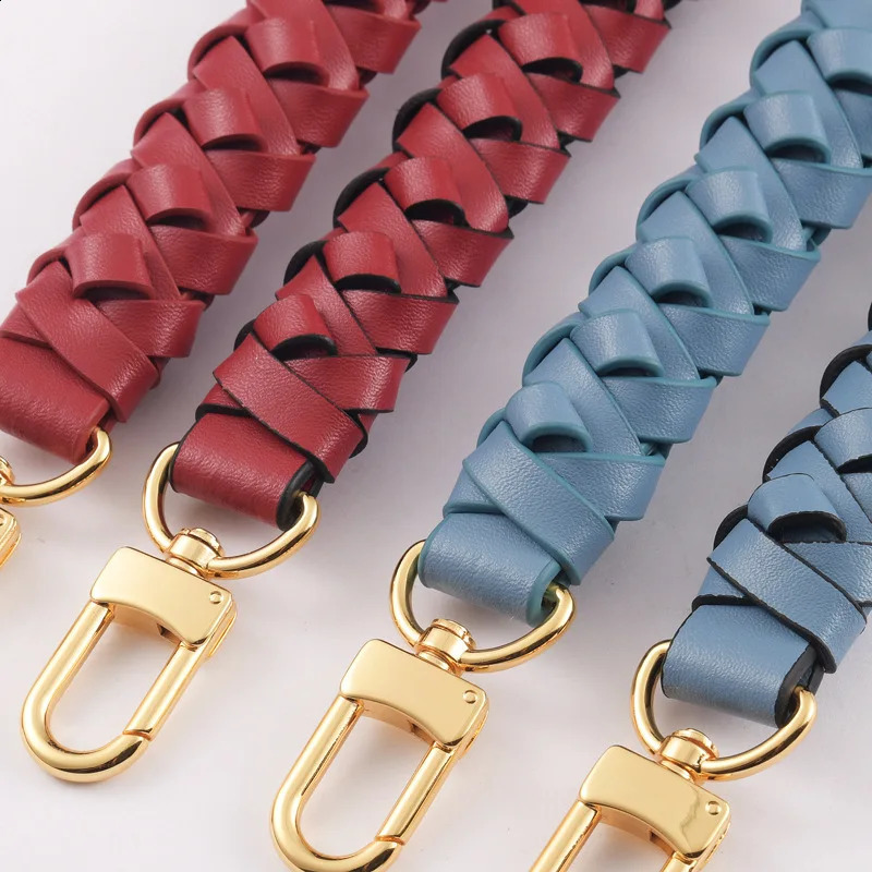 Woven Tote Handle Cowskin Genuine Leather Short Strap for Handbag Bag Parts Accessories Wholesale 31*2.5cm 250214