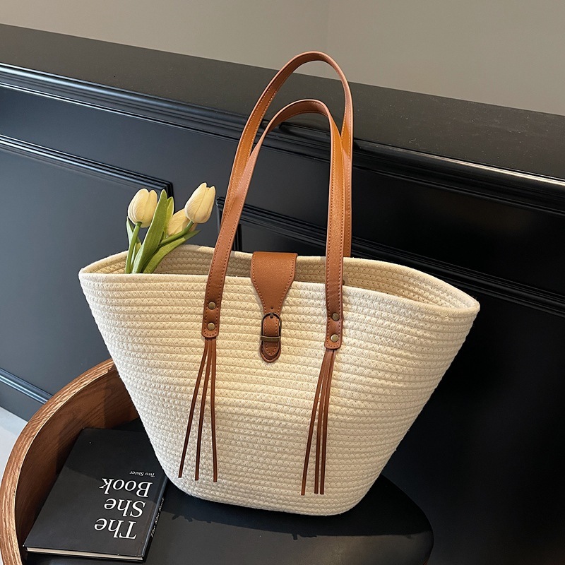Straw for women 2025 new leisure vacation beach woven shoulder large capacity commuting tote bag #swissmilitary