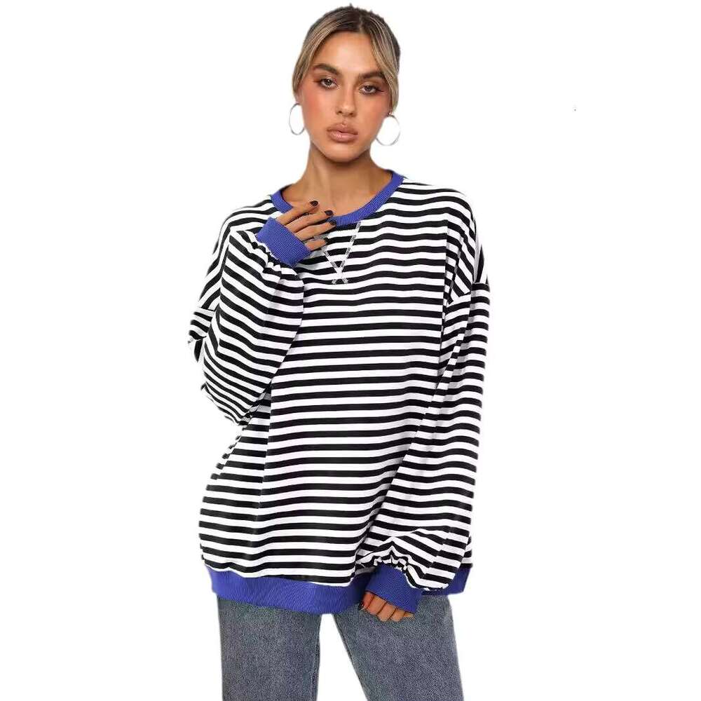 Striped Women's Oversize Hoodie Sweatshirts Custom Made With Loose Lazy Lantern Sleeves And On Back For Winter