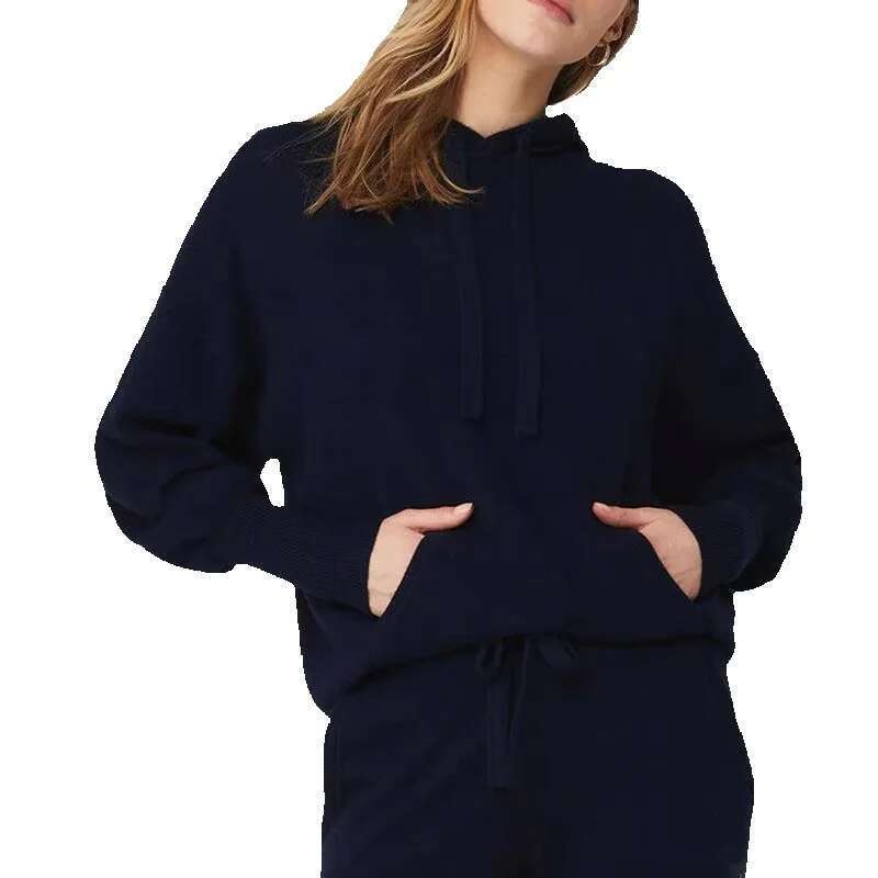 ECBC Top Selg Cotton Fleece Dark Blue Sport Pullover Hoodie With Hood For Women Plus Size