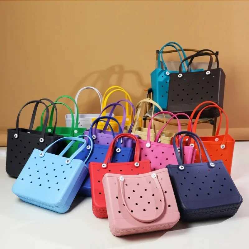 Medium Bogg Bag Makeup Storage Pouch Portable Women Shopping Handbag Waterproof Cosmetic Picnic Basket Jelly Bogg Beach BagC250228