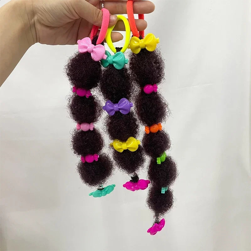8PCS Kids Cute Small Bubble Puff Afro Elastic Band Beads Set for Girls Ponytail Hair Extension Accessories Braided 250227