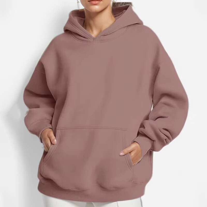 New Fashion Solid Color Loose Casual Temperament Long-Sleeved Hoodie Woman Hoodies Sweatshirts Pullover Pock