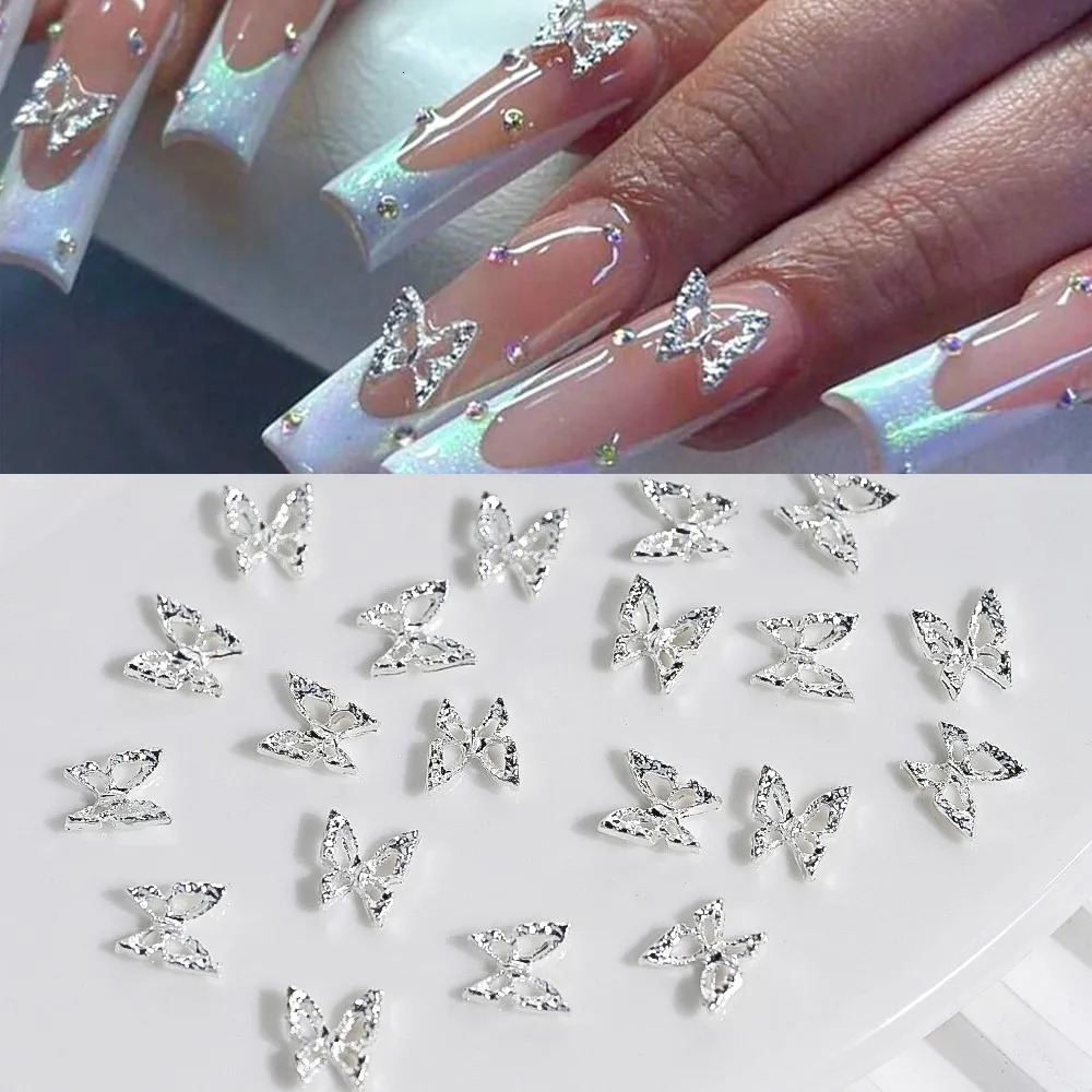 20 Sparkling Diamond Wings Hollow Butterfly Nails Charm 3D Shape Nail Gemstone Decoration Products 250217