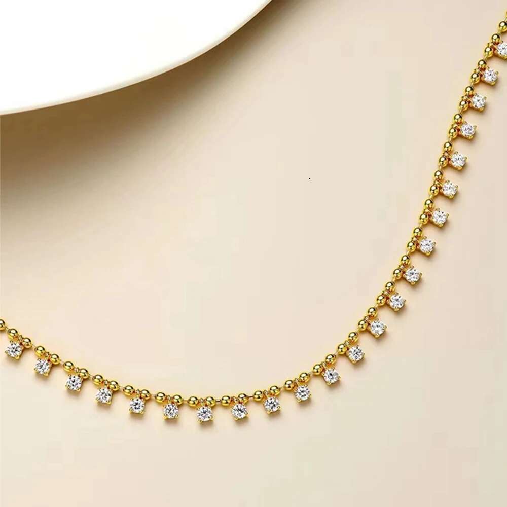 WUIHA Gold Plated Sterg Sier Sparkg Round Cut Lab Sapphire Gemstone Necklaces Fine Jewelry Anniversary Gifts