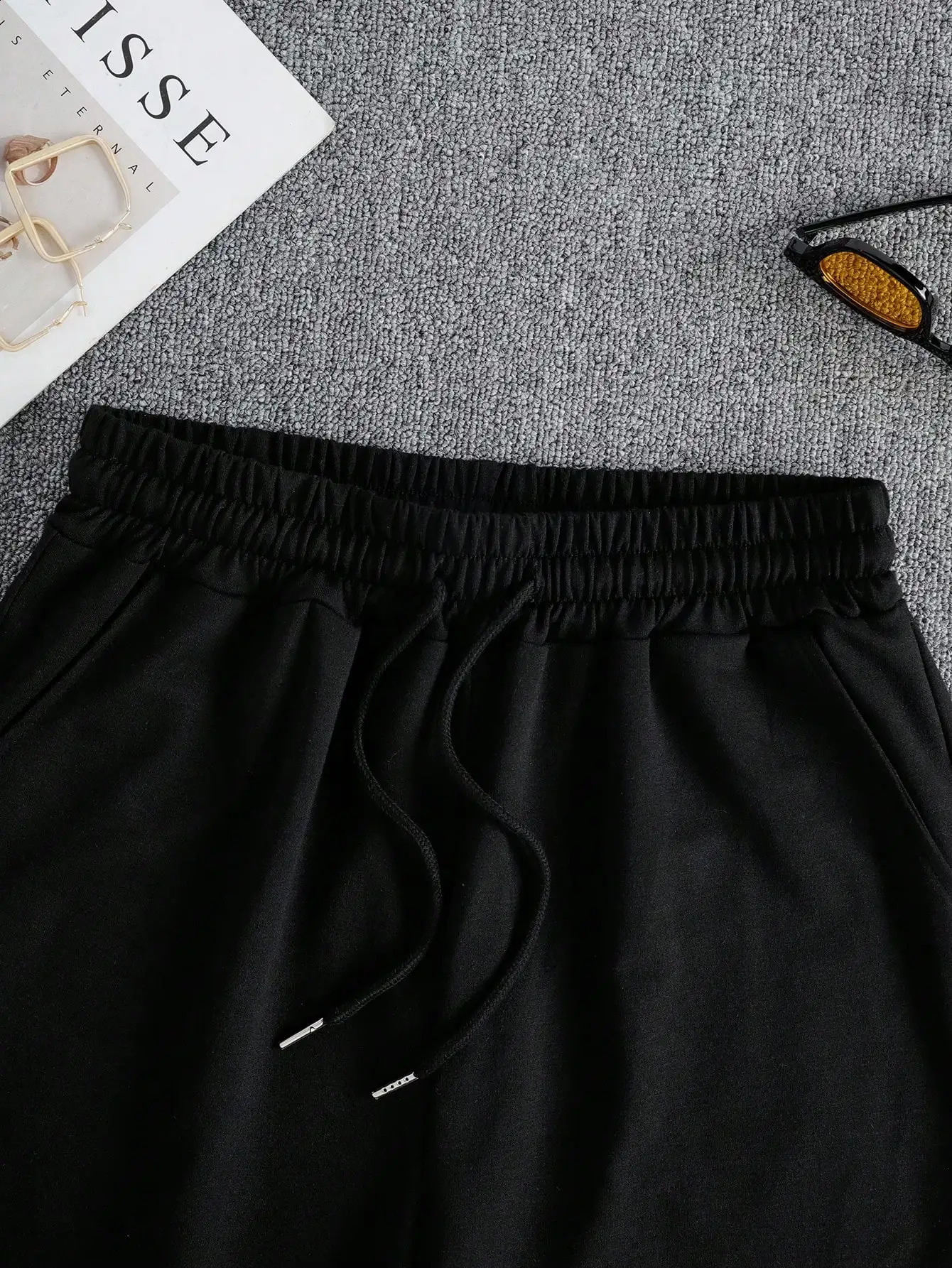 Plus Size Women Shorts Summer High Elastic Lace Up Drawstring Wide Leg Sweat Fitness Running Loose Casual Sports Pants 250228Z