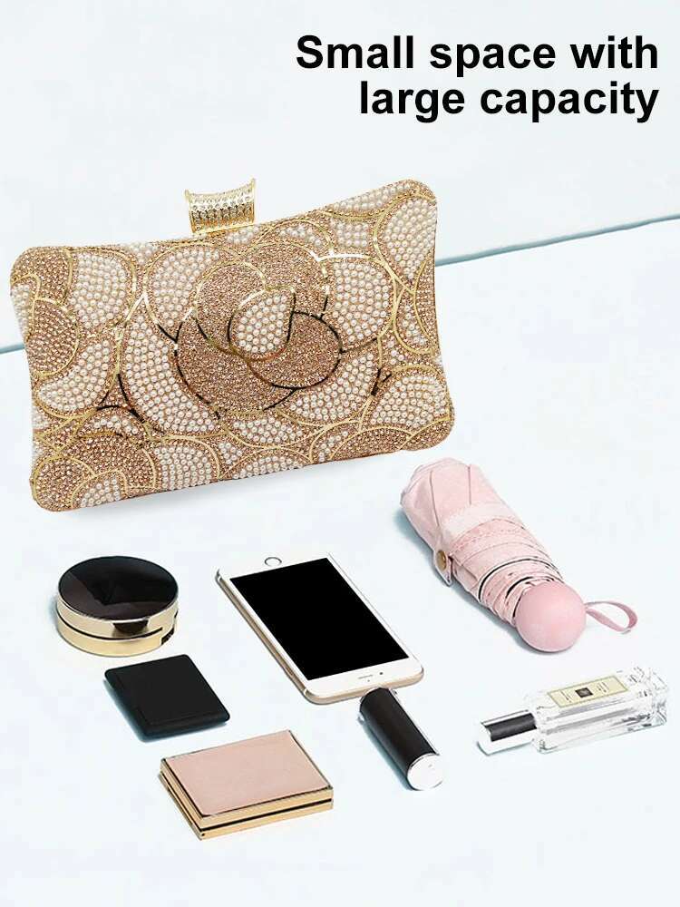 Party Banquet Glitter Handbags Fashion Elegant Crystal Bridal Wedding Bags Rhie Women's Evening Clutch Bag