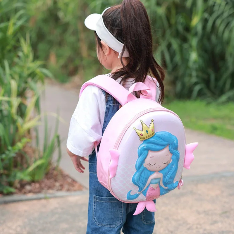 Cartoon Mermaid Backpack Kindergarten Schoolbag EVA Eggshell Childrens School Bag 2-5 Years Old Girls Book Bag Kids Backpack 250227