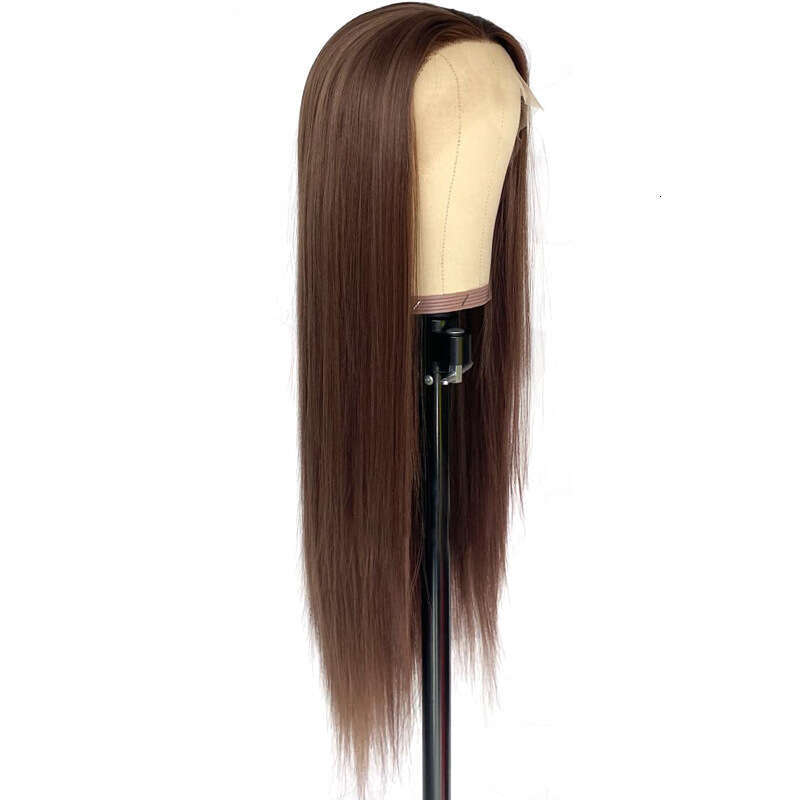 HD Front Lace Wig Front Lace Wig Women S Hand Hook Mid Split Long Straight Hair Synthetic Full Head Cover Lace Wig Brown