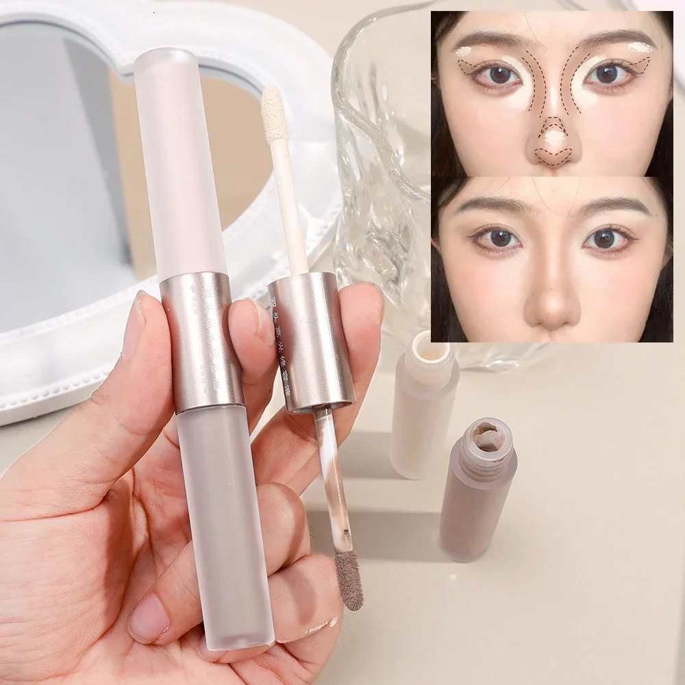 2 in 1 Brown Bronzer Contouring Stick Waterproof Liquid Texture Highlighters Shadow Pencil Face Brightening Cosmetics 250219
