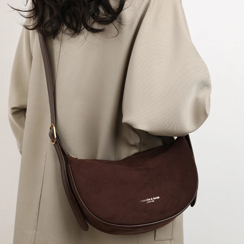 Ship from U.S. Shoulder Bag For Women Men Adjustable Strap Crossbody Bag Suede With Inner Pocket Hobo Bag Dumpling Bag Makeup Diagonal Package 250227F