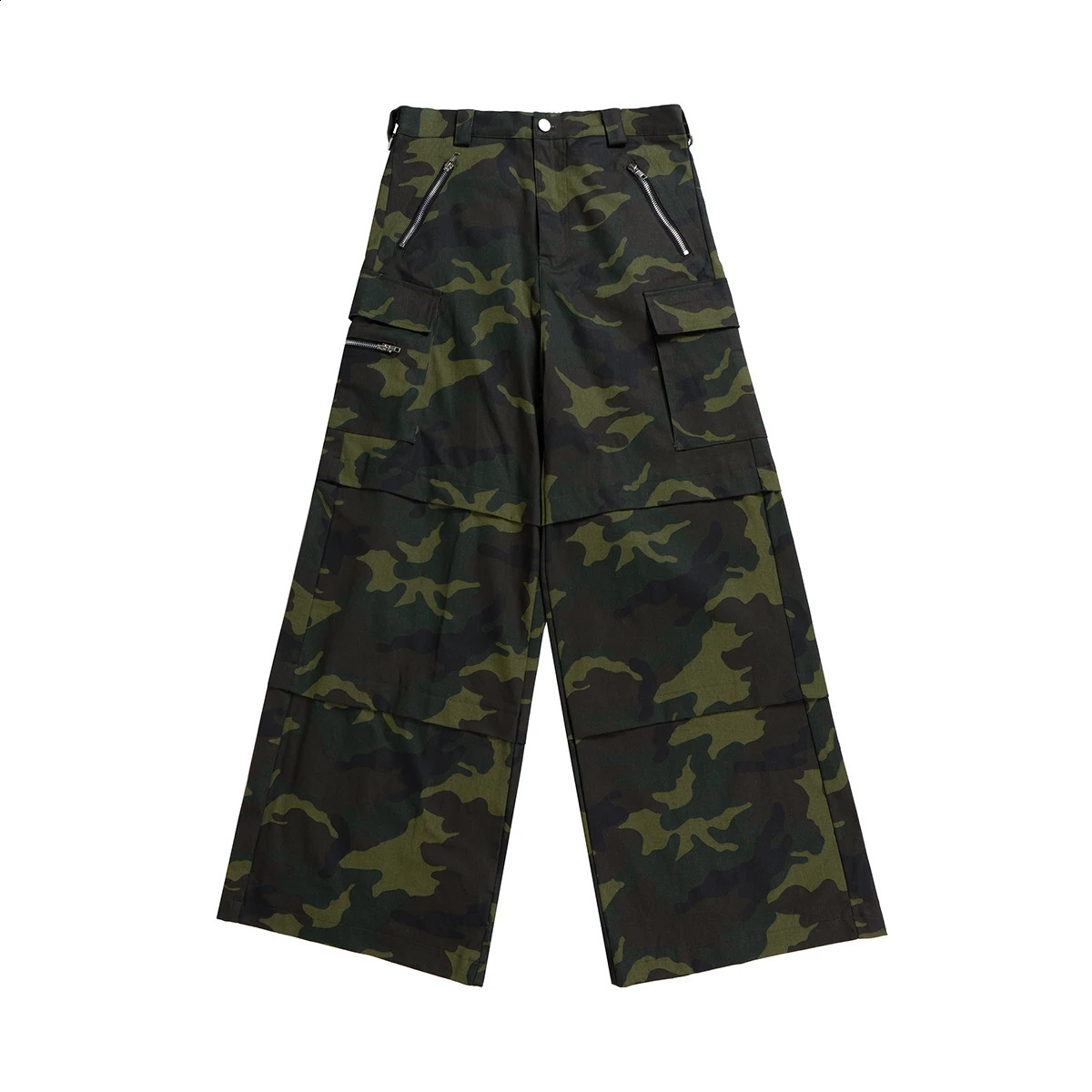 Color Match Multi-pockets Camouflage Cargo Pants for Men and Women Streetwear Patchwork Baggy Overalls Wide Leg Loose Trousers 250226