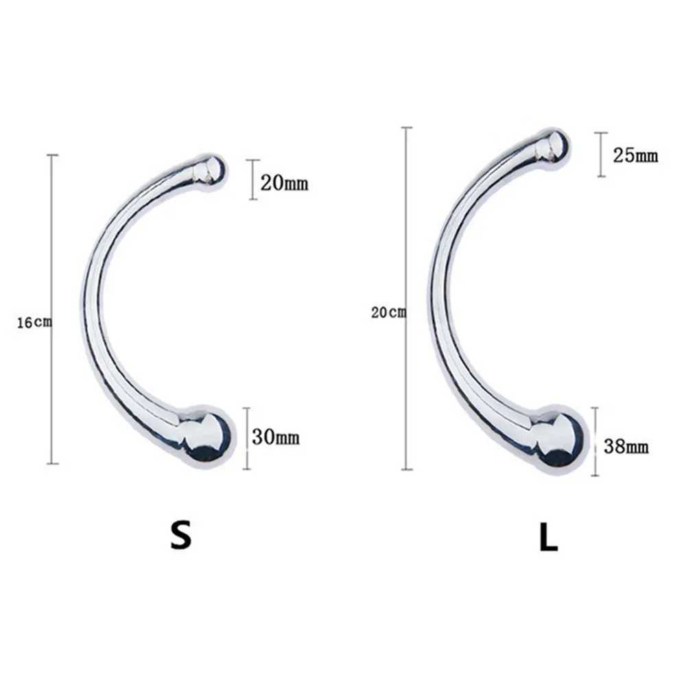 Double Ended Stainless Steel G Spot Wand Massage Stick Pure Metal Penis P-Spot Stimulator Anal Plug Dildo Sex Toy For Women MenW250228