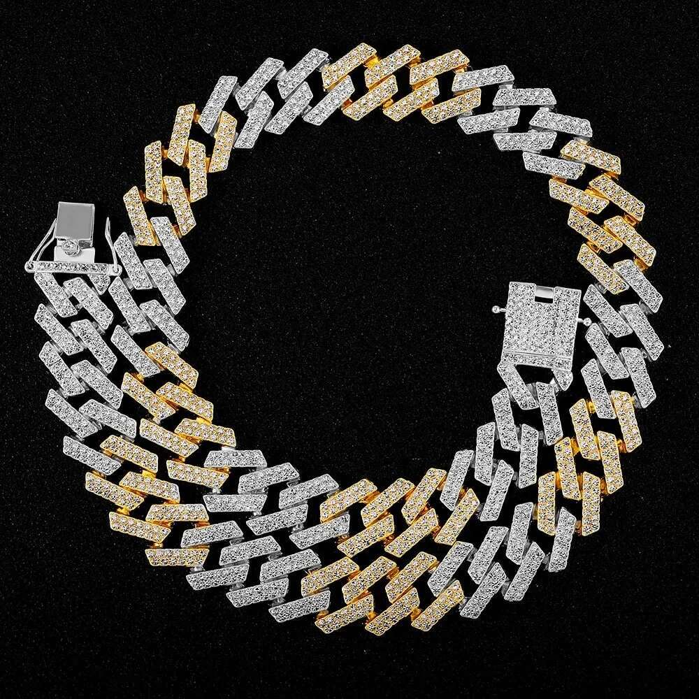 20mm Punk Hip Iced Out Miami Cuban k Chain Choker Necklace Bicolor Rhies Paved Heavy Chunky Neck Jewelry Accessory
