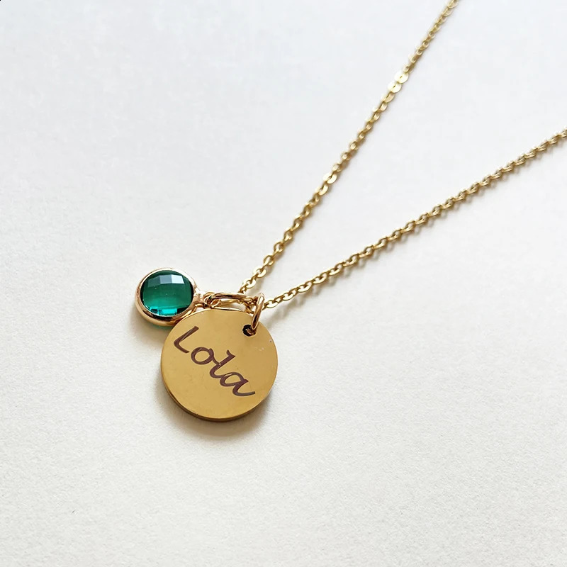 12 Brithstone Custom Name Necklace Stainless Steel Personalized Initial Date Pendant for Women Baby Children Gift Party 250117
