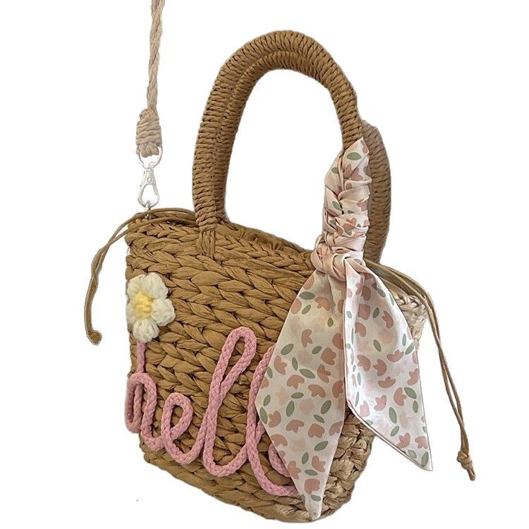 Fashionable straw crossbody summer handmade woven bucket women's niche vacation beach bag, vegetable basket #swissmilitary
